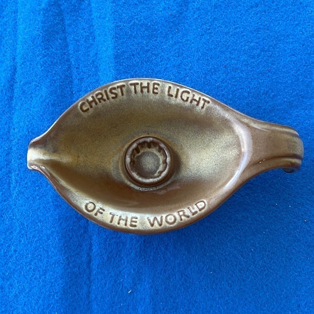 Frankoma Pottery 1971 Oral Roberts Christ the Light of the World Candleholder